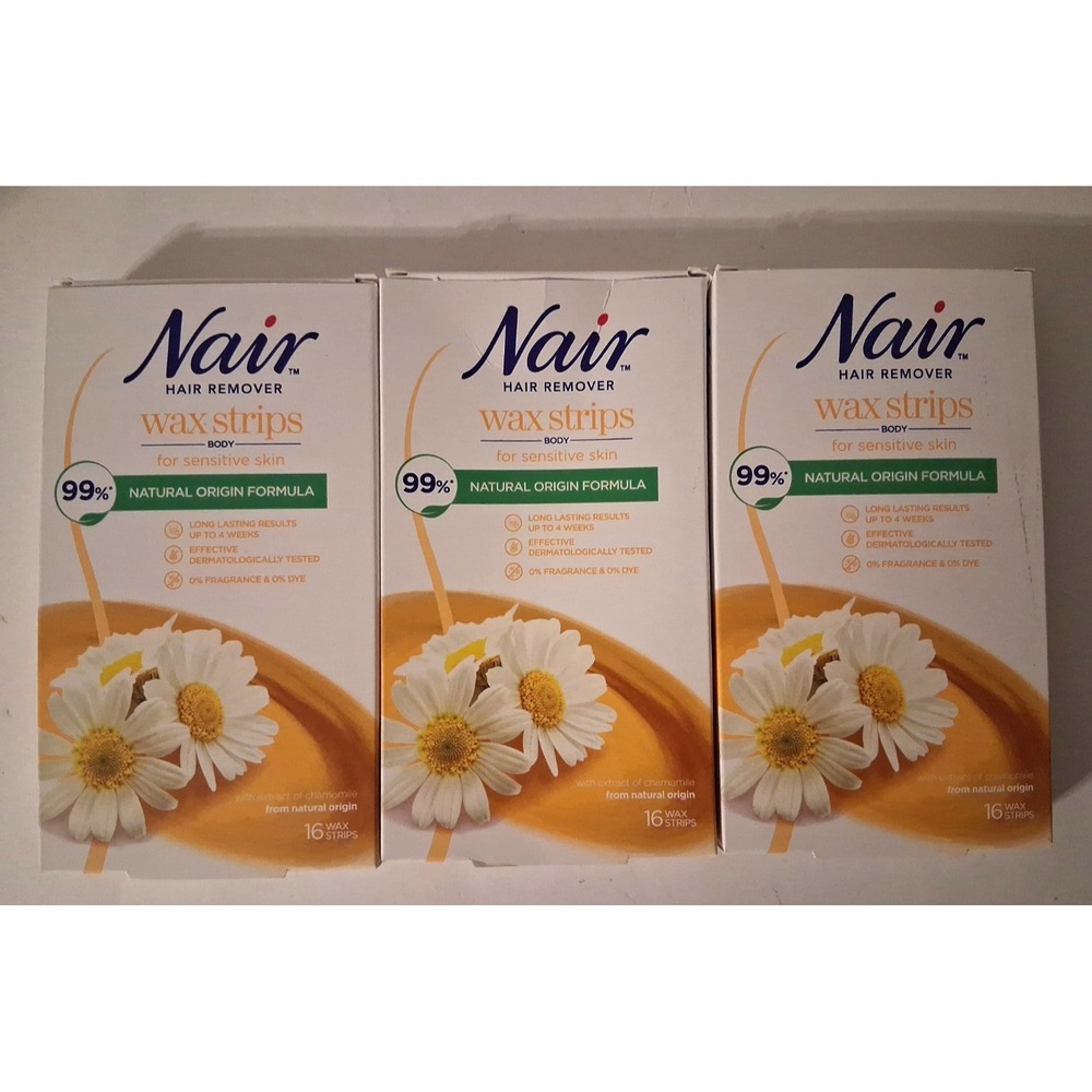 3 Nair Legs & Body Wax Strips Sensitive Skin 48 Total Long Lasting Hair Removal